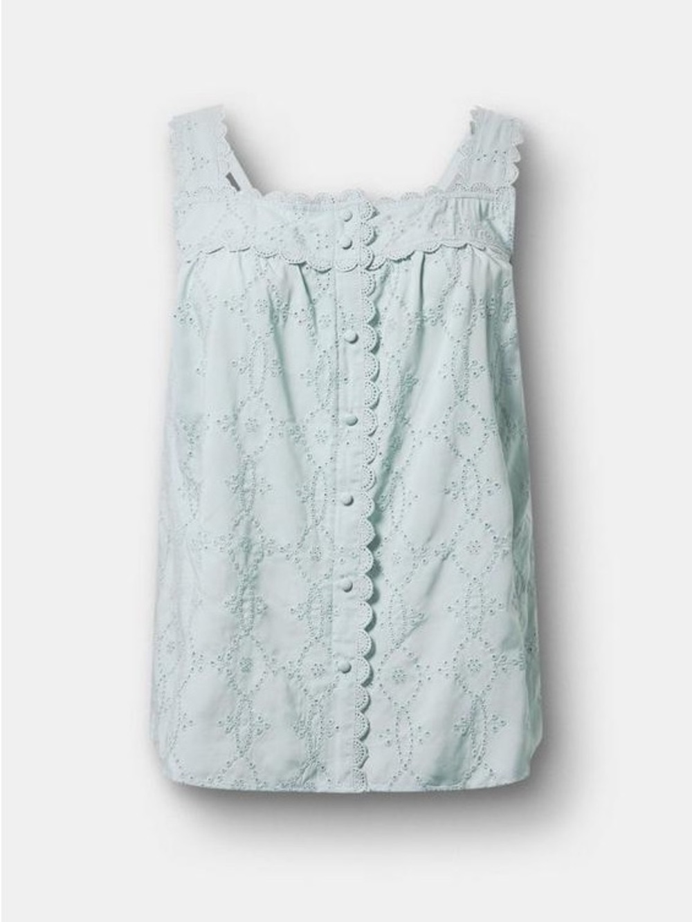 torrid Pale Mint Eyelet Button-Front Square Neck Tank